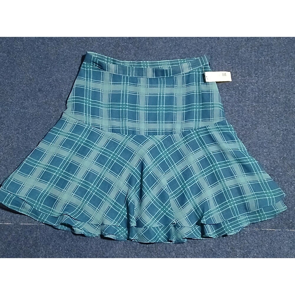 Metaphor Poseidon  Green/Blue Plaid Mini Skirt Small NWT
